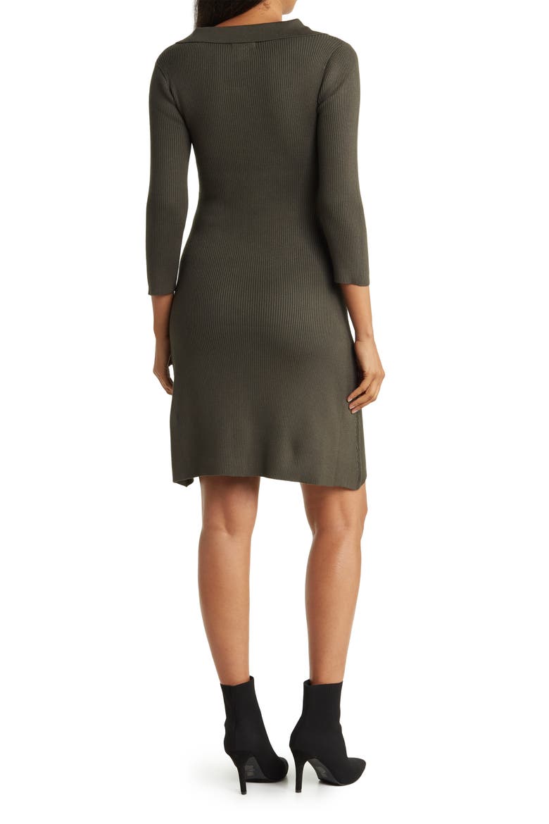 Vermont Johnny Collar Ribbed Sweater Dress, Alternate, color, RIFLE GREEN