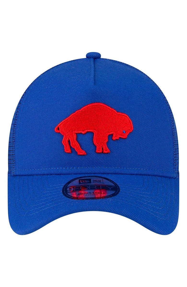 New Era Men's New Era Royal Buffalo Bills Throwback Logo A-Frame Trucker 9FORTY Adjustable Hat, Alternate, color, Royal