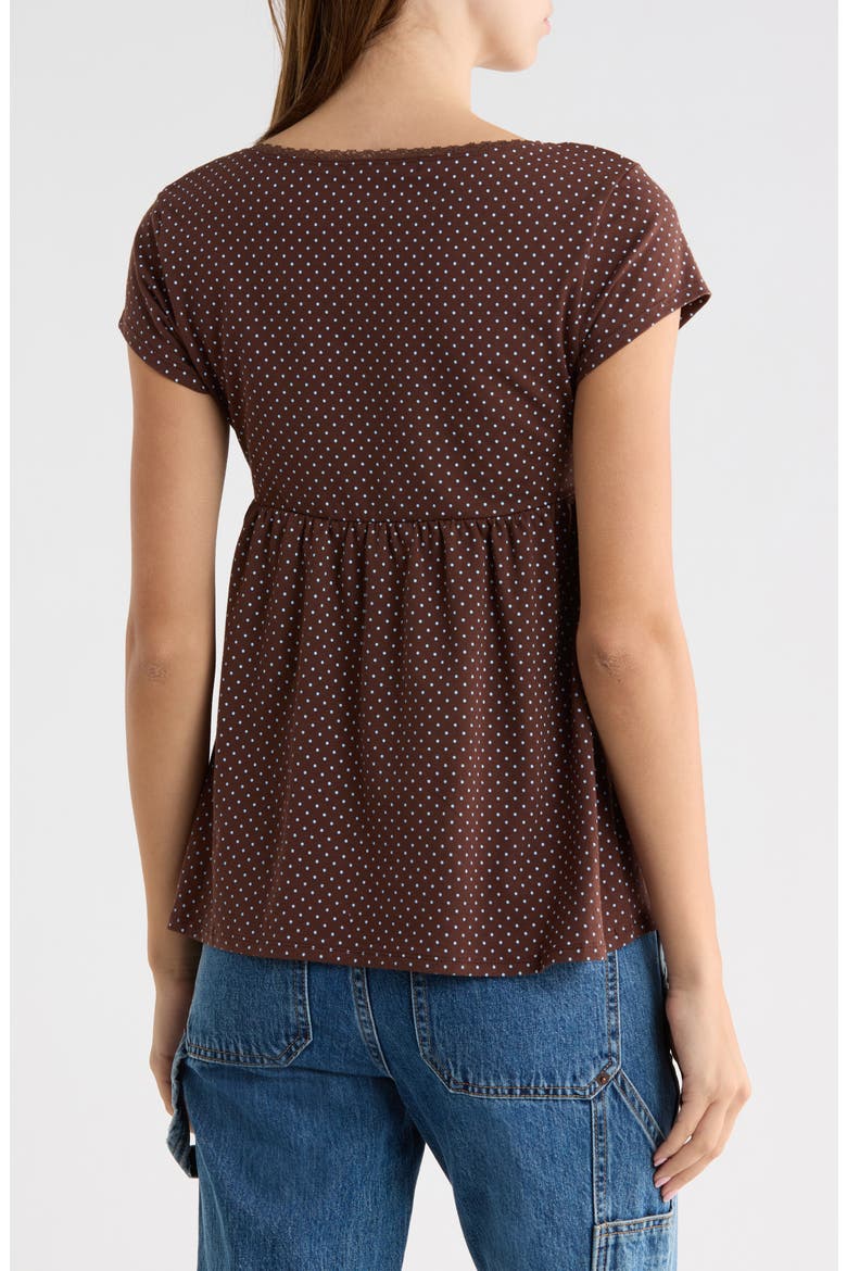 Surplice Babydoll Top, Alternate, color, BROWN COMBO