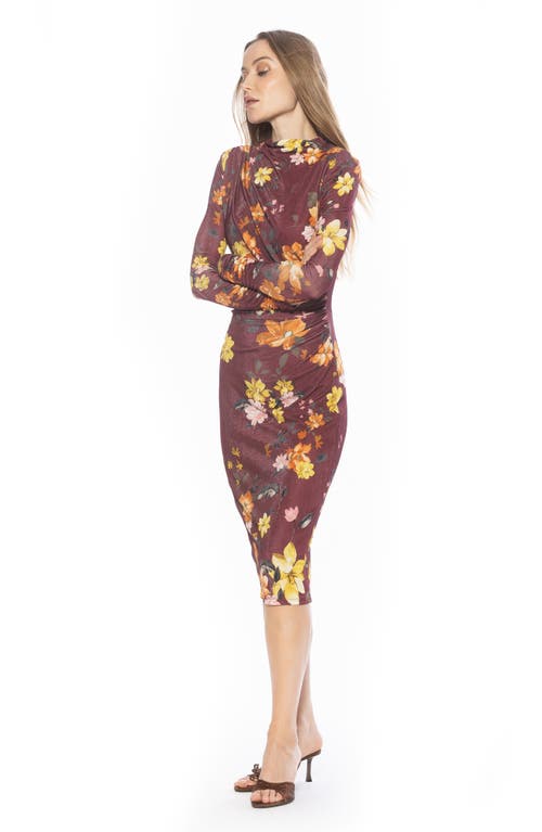 Alexia Admor Kim Bodycon Long Sleeve Midi Dress In Multi