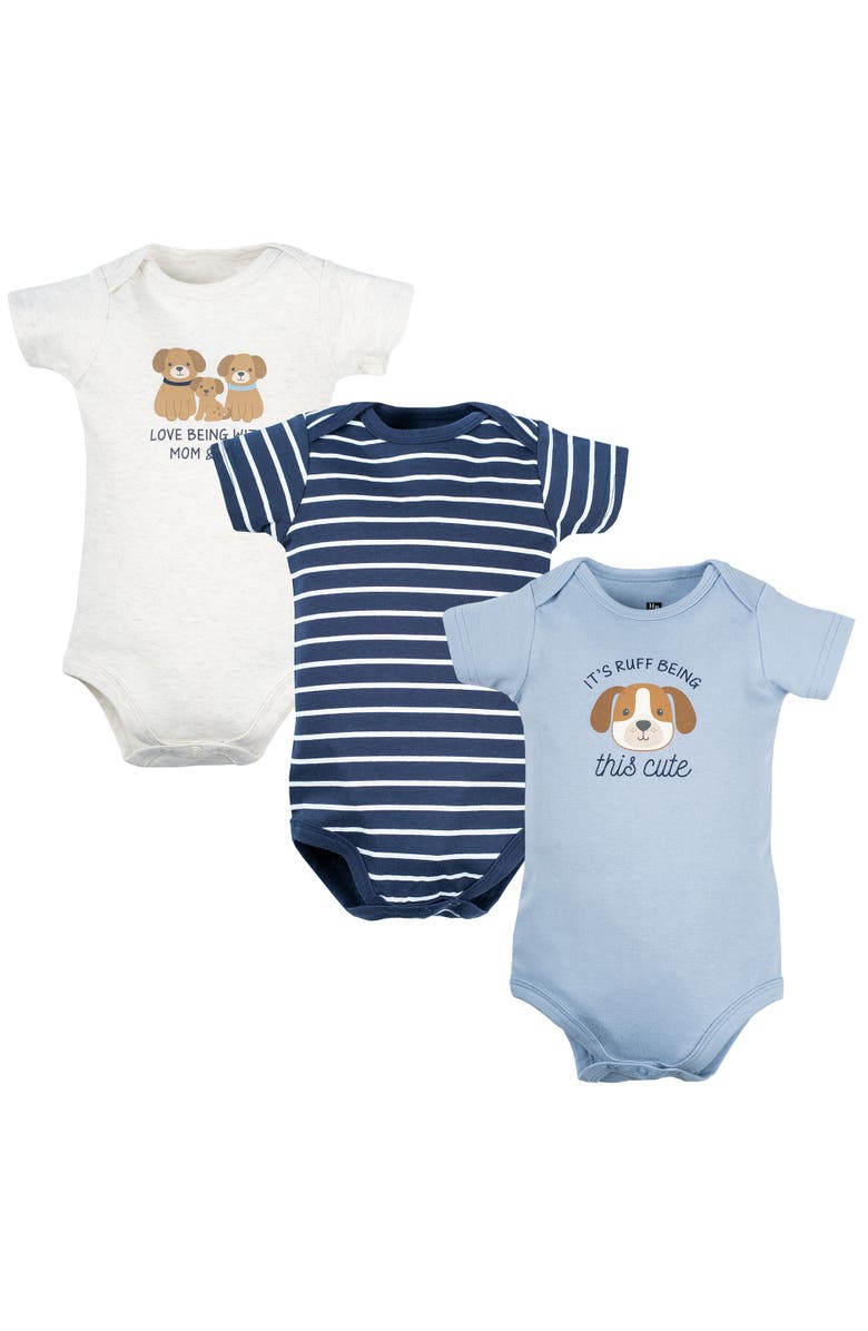 Hudson Baby 3Pk Pack of Essential Cotton One-Piece Rompers, Main, color, Rough Being Cute Dog