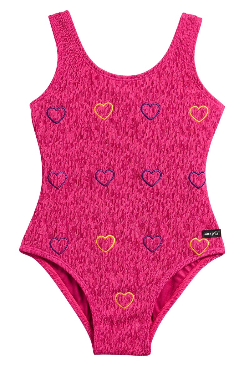 Kids' Embroidered One-Piece Swimsuit, Main, color, FUSCHIA