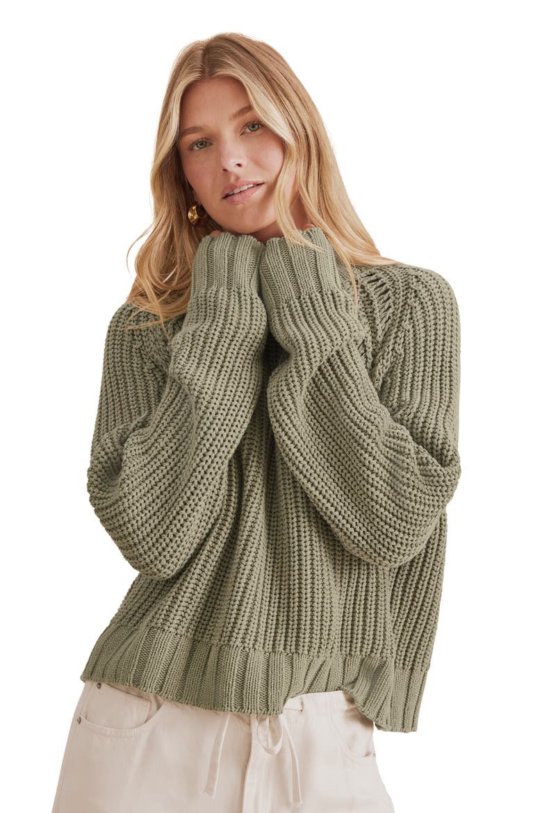 Cassidy Shaker Knit Crewneck Sweater, Alternate, color, EUCALYPTUS GREEN
