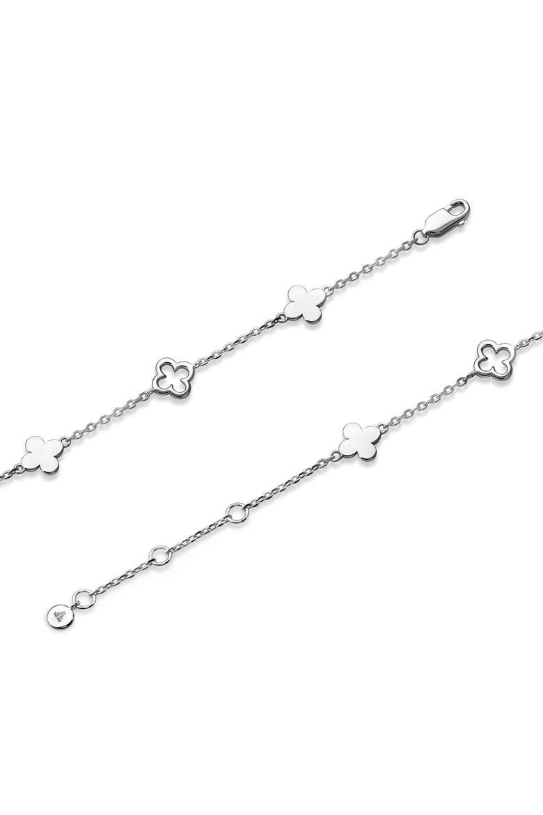Clover Five-Charm Chain Bracelet in Rhodium Plated Sterling Silver, Alternate, color, Silver