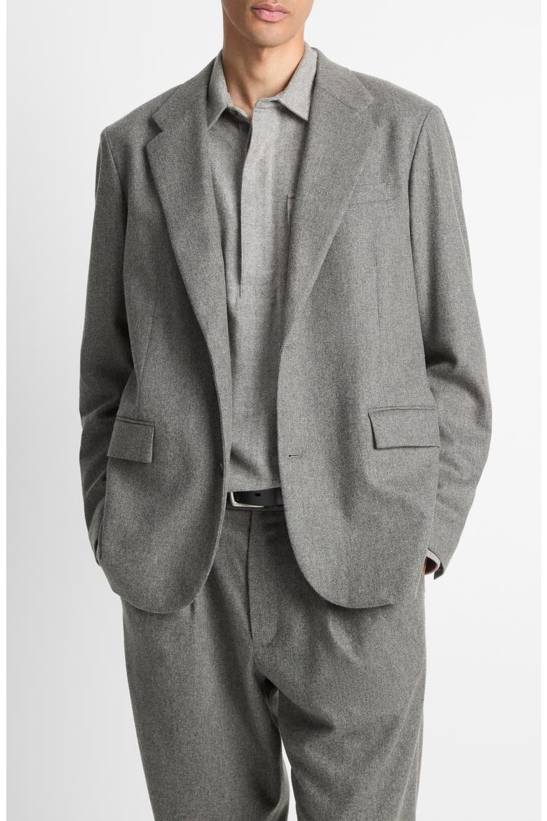 Heathered Grey Wool Blend Flannel Suit Jacket, Main, color, MEDIUM HEATHER GREY
