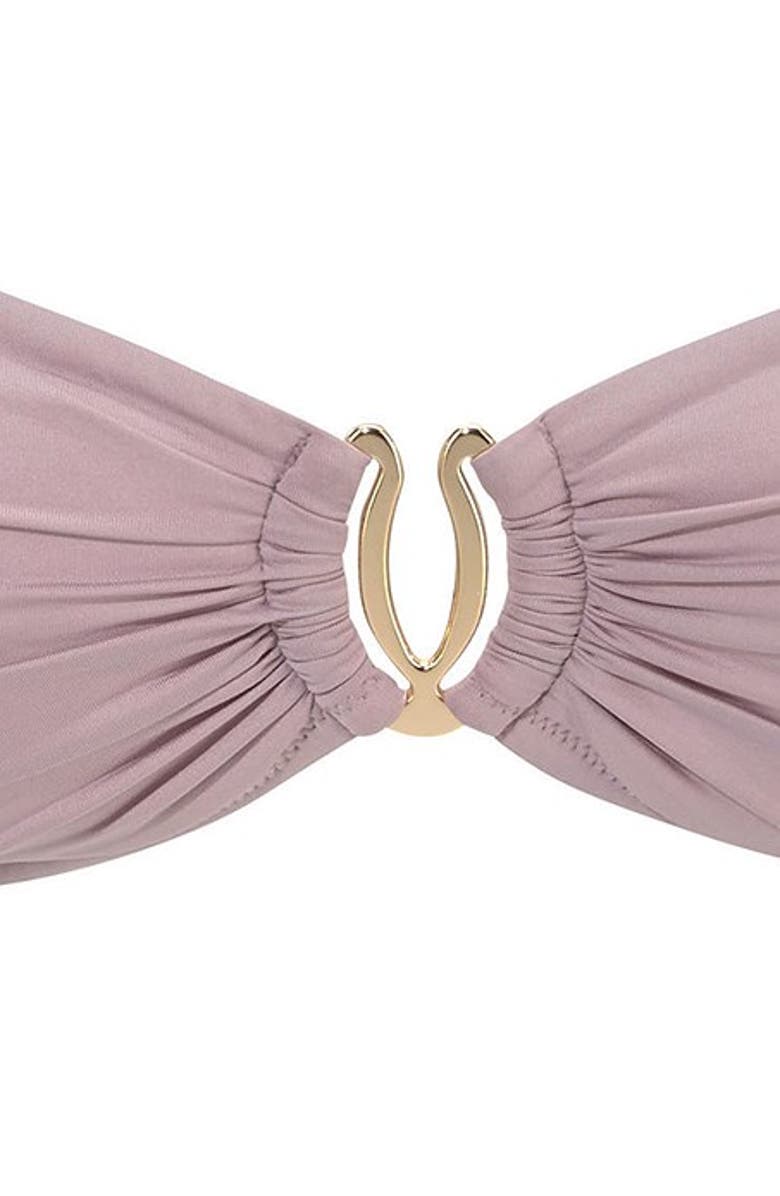 LASCANA Ruched Bandeau Bikini Top Size 30C/D, Alternate, color, Gray Lilac - 36C/D