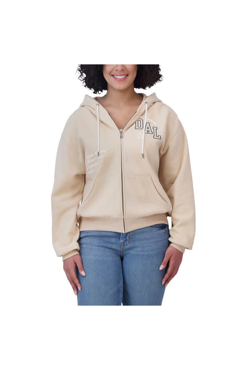 WEAR by Erin Andrews Women's WEAR by Erin Andrews Oatmeal Dallas Cowboys Tonal Full-Zip Hoodie, Alternate, color, Oatmeal