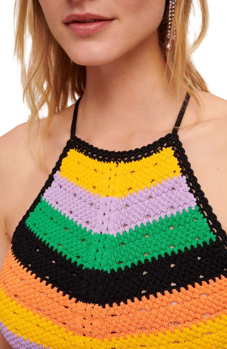 maje Matrix Crochet Halter Neck Top, Alternate, color, Multicolor