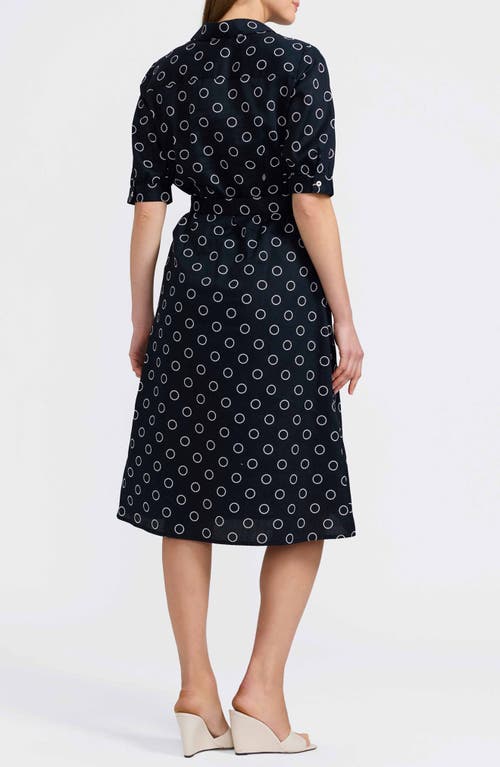 Foxcroft Esther Circle Print Cotton Shirtdress In Black/white