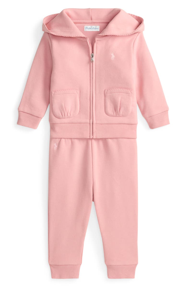 Ralph Lauren Magic Fleece Hoodie & Joggers Set, Main, color, Surfside Rose