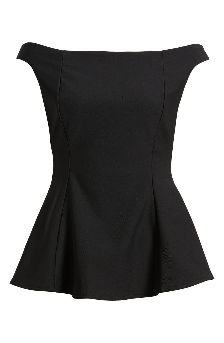MANGO Off the Shoulder Peplum Top, Alternate, color, Black