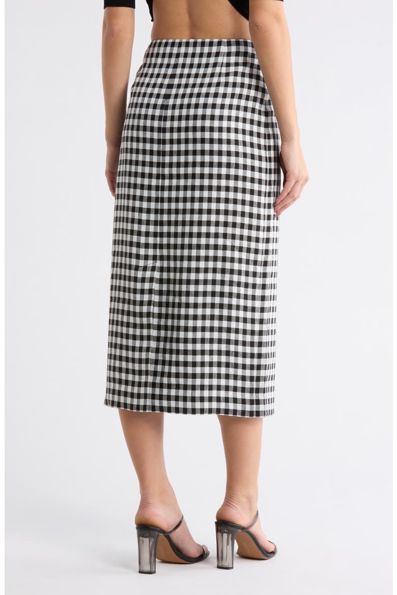Phoebe Gingham Linen Blend Skirt, Alternate, color, BLACK/ CREAM