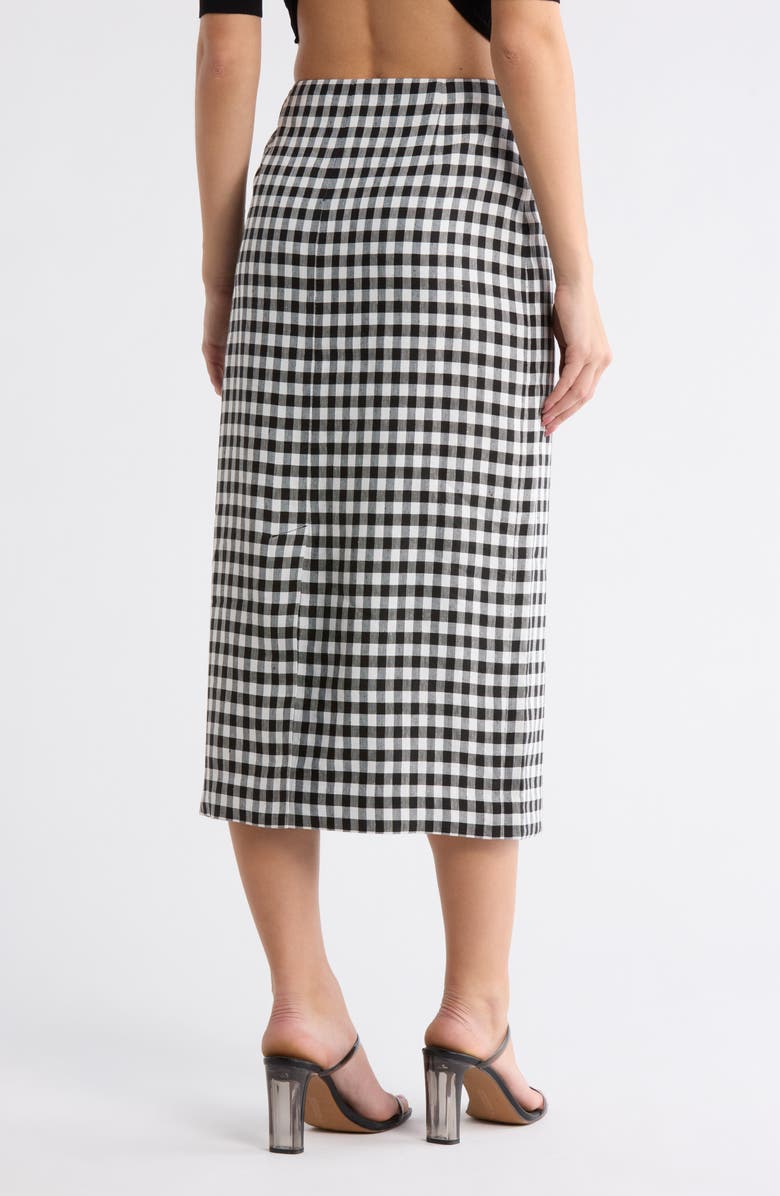 A.L.C. Phoebe Gingham Linen Blend Skirt, Alternate, color, Black/ Cream