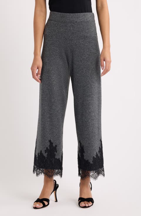 Lace Trim Straight Leg Sweater Pants