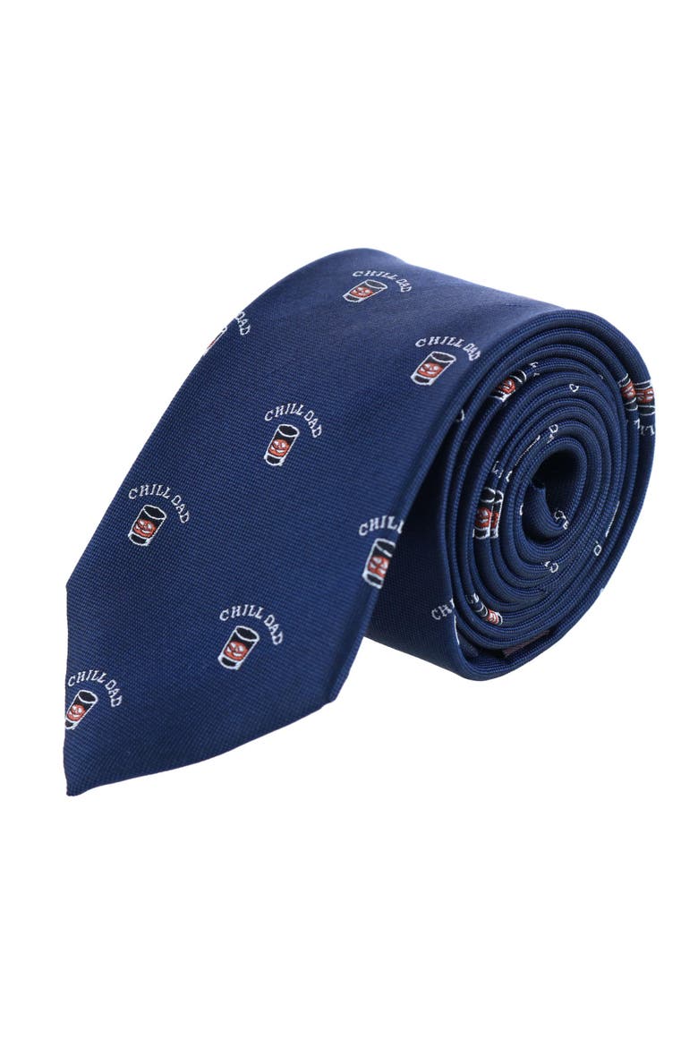Chill Dad Novelty Silk Necktie, Main, color, Navy