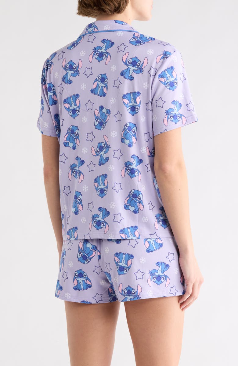 Lilo & Stitch Stitch Notch Collar Short Pajamas, Alternate, color, Purplept
