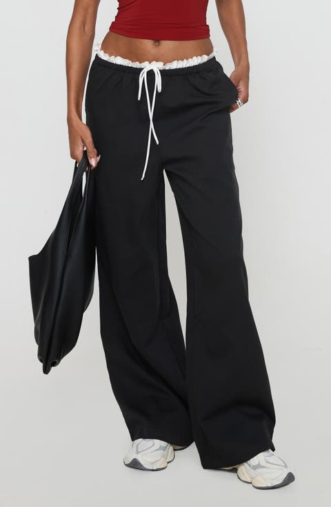 Pilly Lace Detail Drawstring Pants