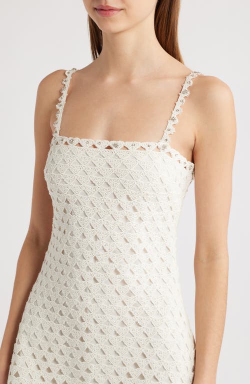 Loveshackfancy Camara Heart Lace Mini Dress In Optic White