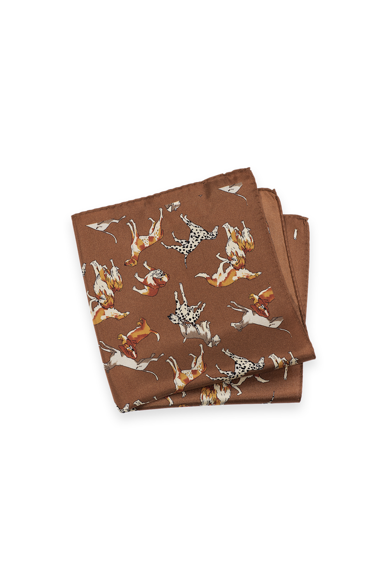 Patterned Silk Pocket Square, Main, color, Brown Multi