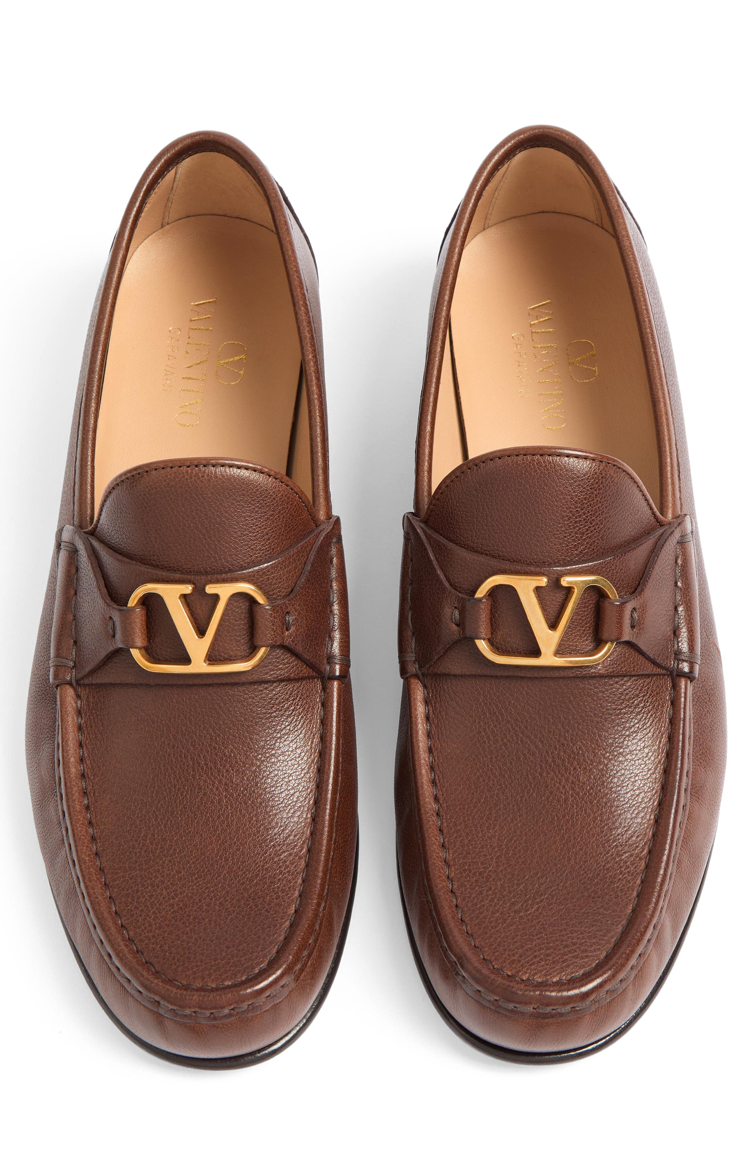 Valentino Garavani VLOGO Loafer, Alternate, color, Bark Brown
