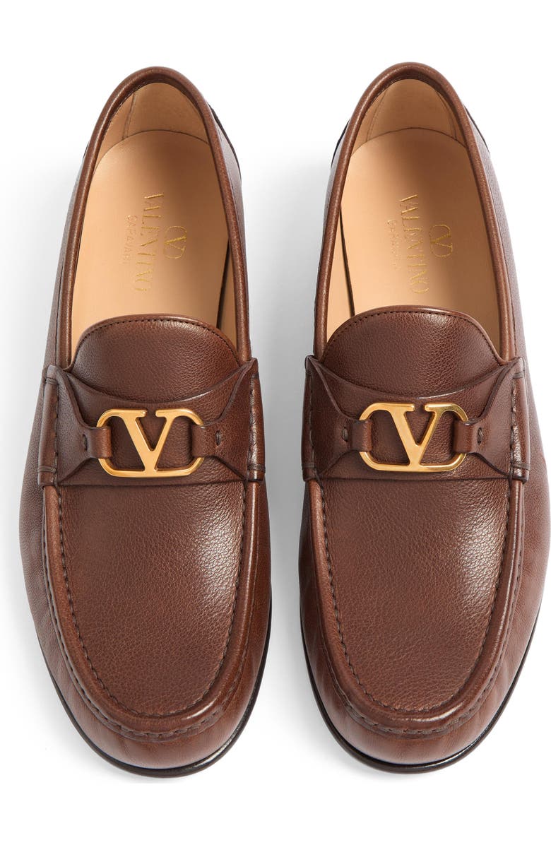 Valentino Garavani VLOGO Loafer, Alternate, color, Bark Brown