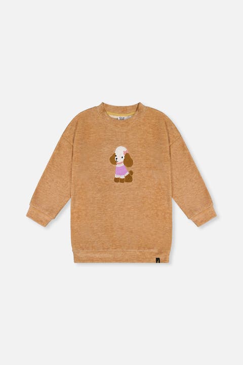 Brushed Velour Textured Appliqué Tunic