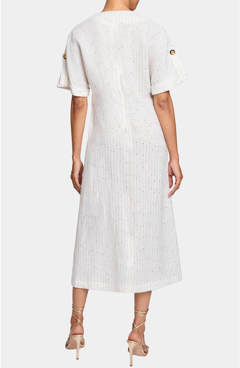 Santorelli SERAFINA Short Sleeve Midi Shift Dress, Alternate, color, Feather