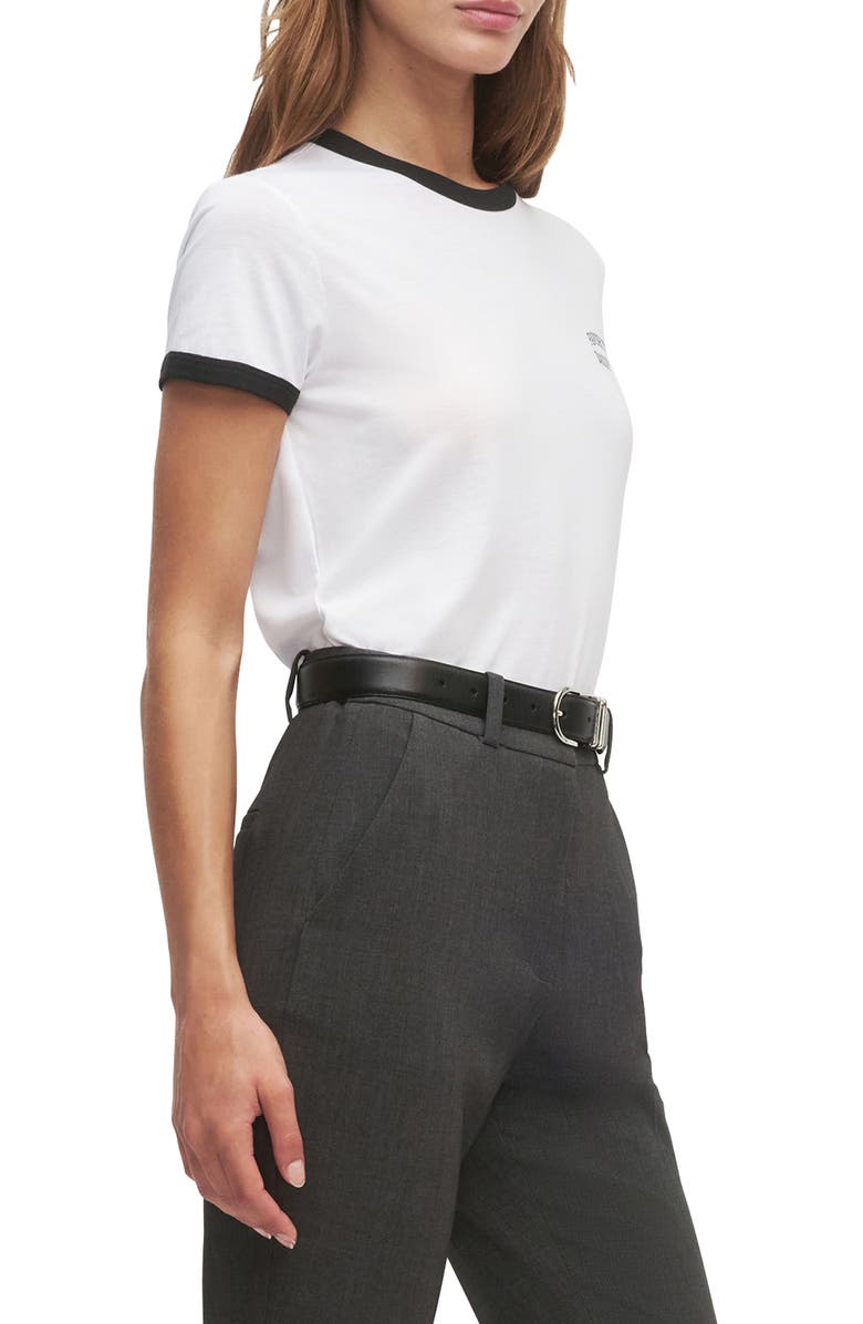 Favorite Daughter Logo Crop Ringer T-Shirt, Alternate, color, White/ Black