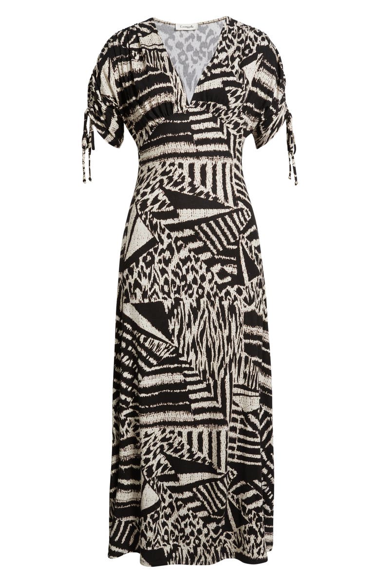 Loveappella Ruched Sleeve Empire Waist Maxi Dress, Alternate, color, Brown