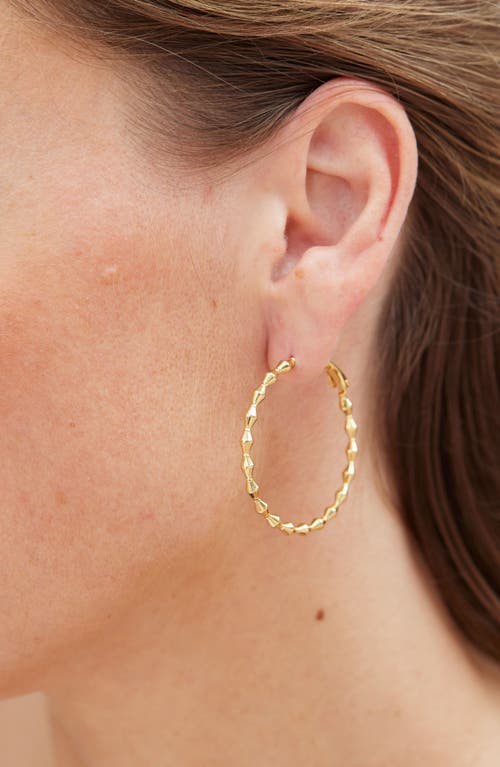 Savvy Cie Jewels Stretched Cone Textured Hoop Earrings In Gold