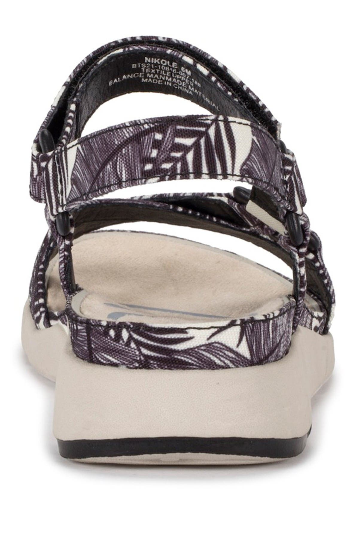 Nikole Casual Sandal, Alternate, color, BLACK/WHITE PALM CANVAS