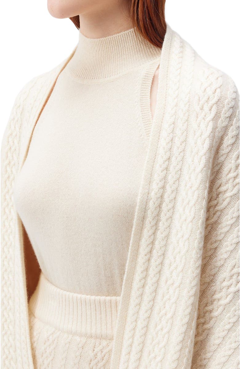 GOBI Mongolian Cashmere Cable-Knit Cashmere Poncho, Alternate, color, Marshmallow