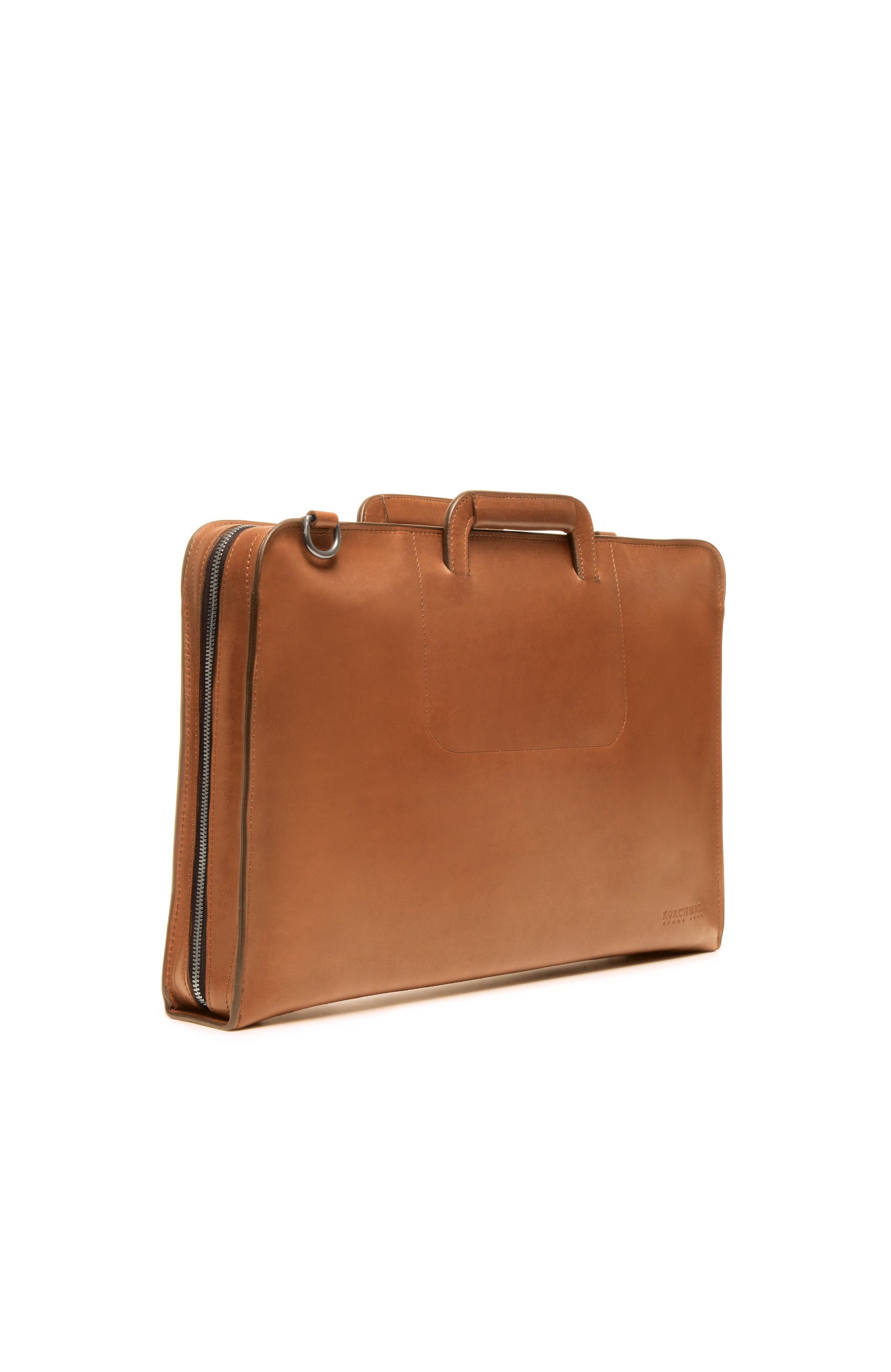 Jackson Zippered Leather Briefcase, Alternate, color, Tan