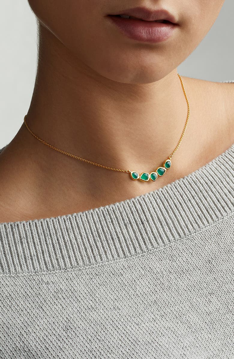 Monica Vinader Siren Mini Nugget Cluster Necklace, Alternate, color, Yellow Gold