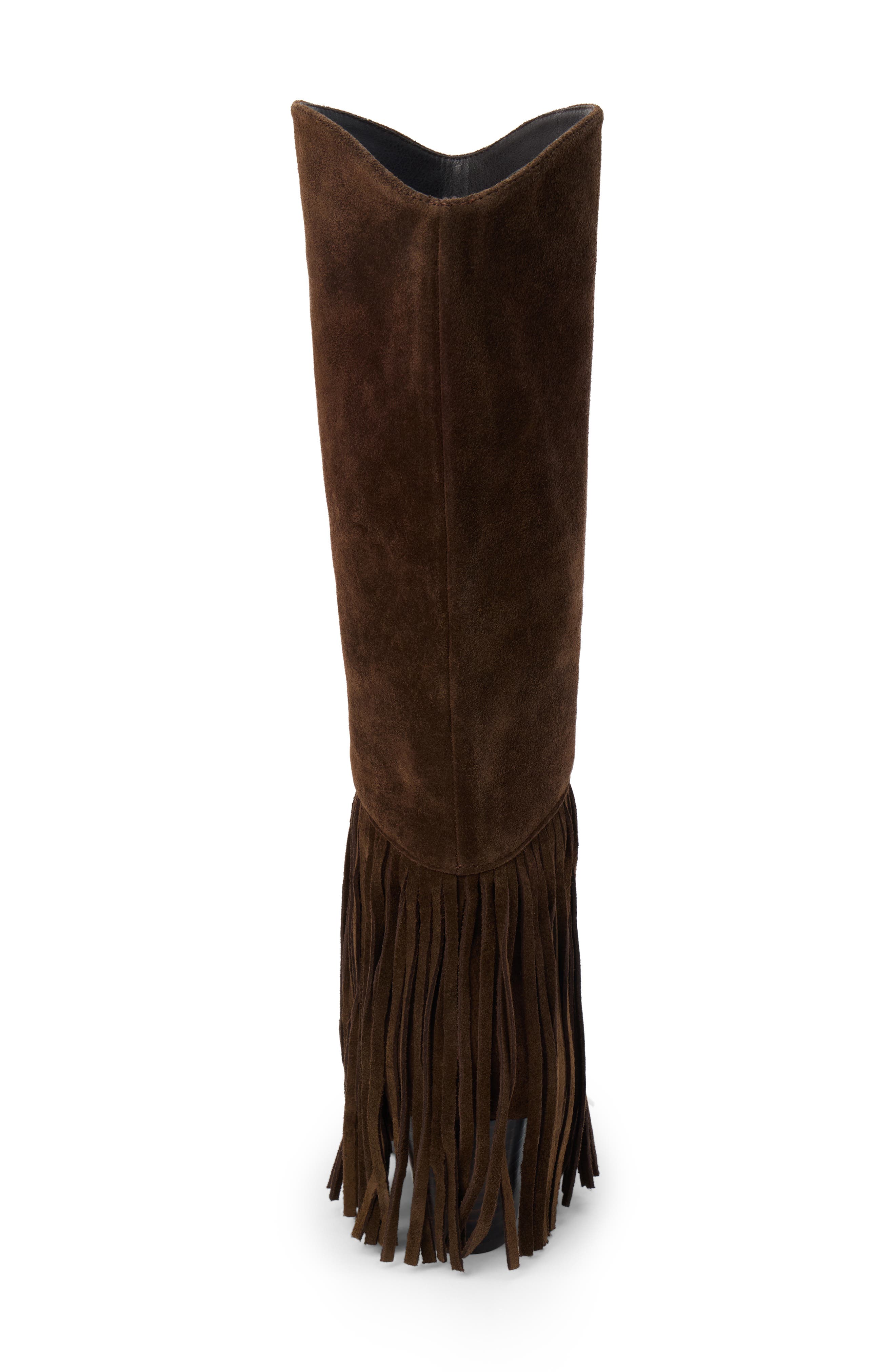 Tatum Fringe Pointed Toe Knee High Boot, Alternate, color, CHOCOLATE