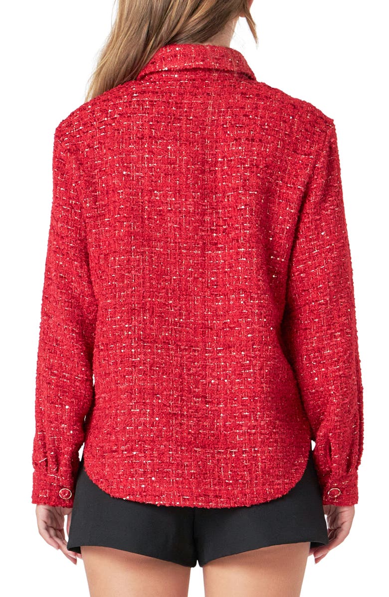 Endless Rose Tweed Shacket, Alternate, color, Red