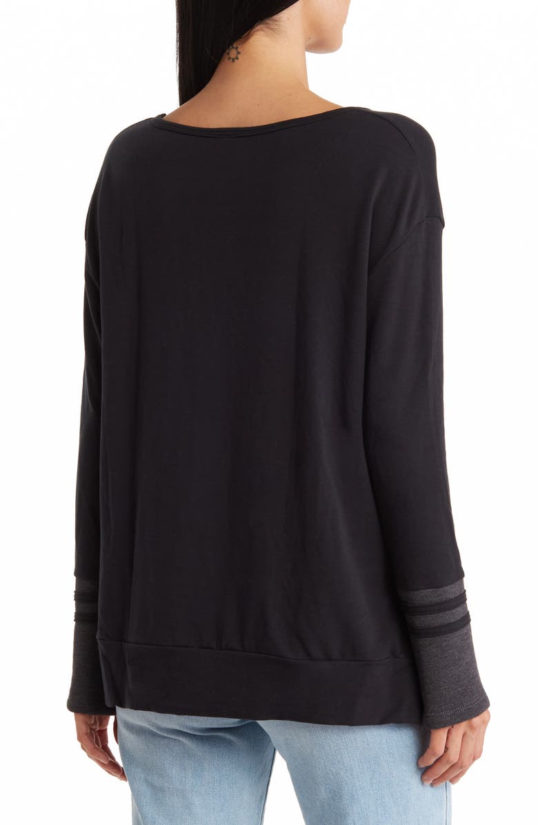 GO COUTURE Spring Varsity Long Sleeve Tee, Alternate, color, Black