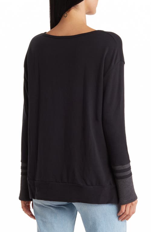 Go Couture Spring Varsity Long Sleeve Tee In Black