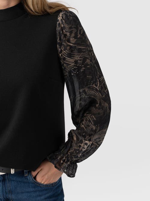 Saint And Sofia Saint + Sofia Penny Puff Sleeve Long Sleeve Top In Black