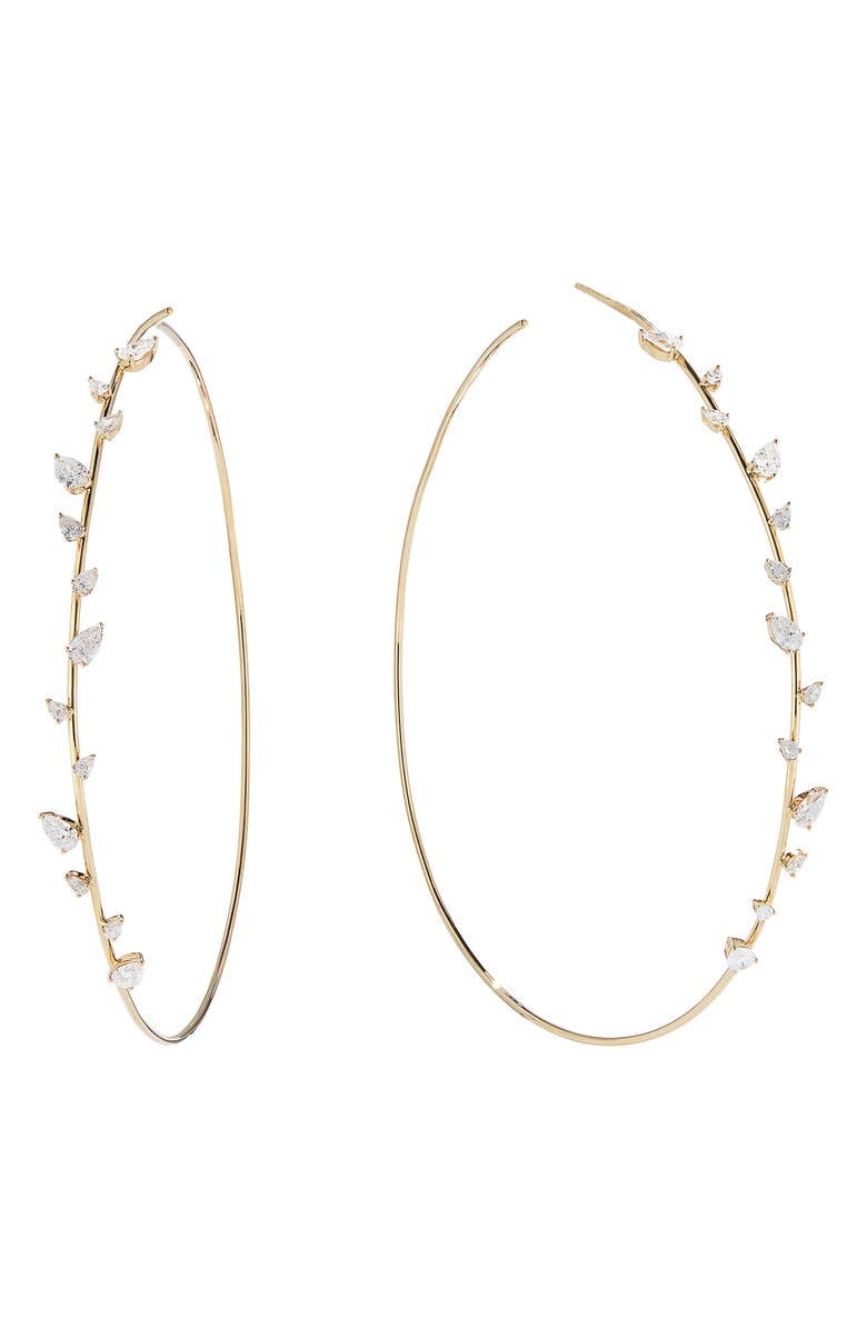 LANA 80mm Pear-Cut Diamond Hoop Earrings - 2.50ctw, Main, color, 