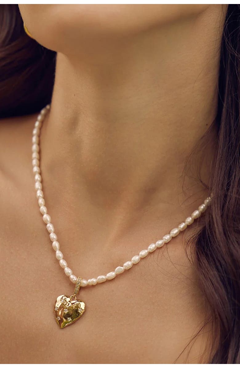 Bearfruit Jewelry 14k Gold Plated Memories Base Pearl Necklace Holiday Gift Idea, Alternate, color, Gold