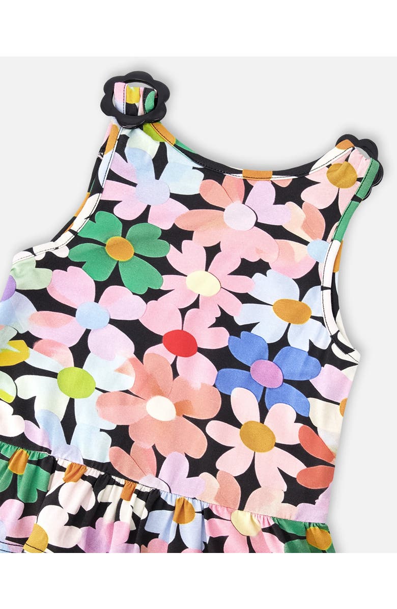 Deux par Deux Sleeveless Jersey Flowers Tank Top, Alternate, color, Black Floral Print