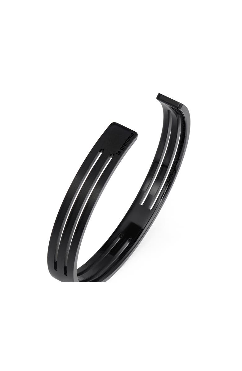 le gramme Men's 8G Punched Titanium Ribbon Cuff Bracelet, Alternate, color, Black Titanium