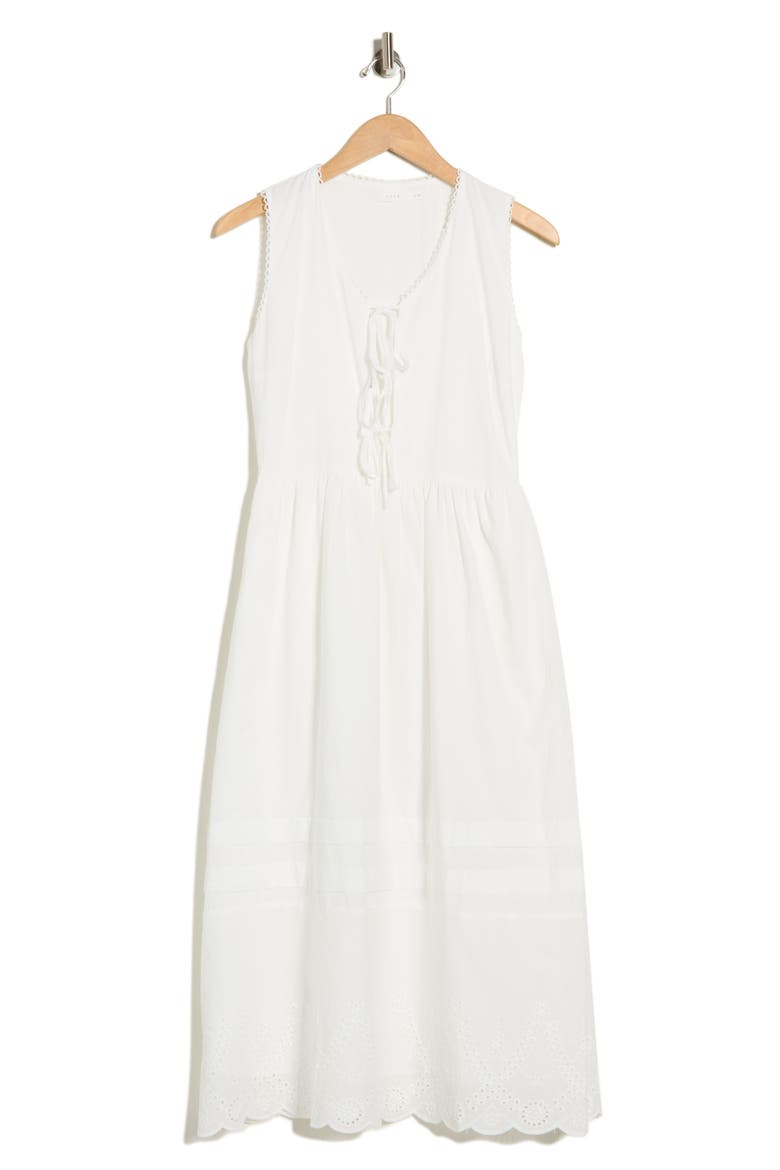Sleeveless Embroidered Eyelet Cotton Midi Dress, Alternate, color, WHITE