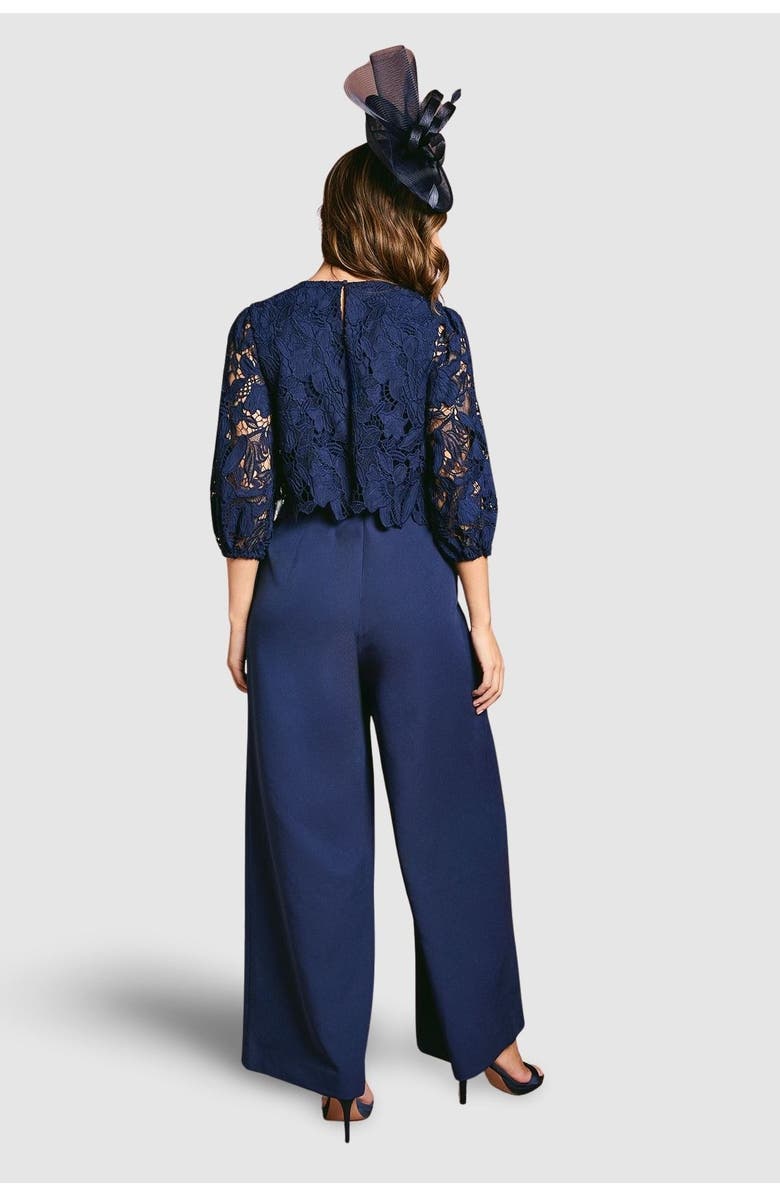 Coast Lace Overlay Wide Leg Jumpsuit, Alternate, color, Navy