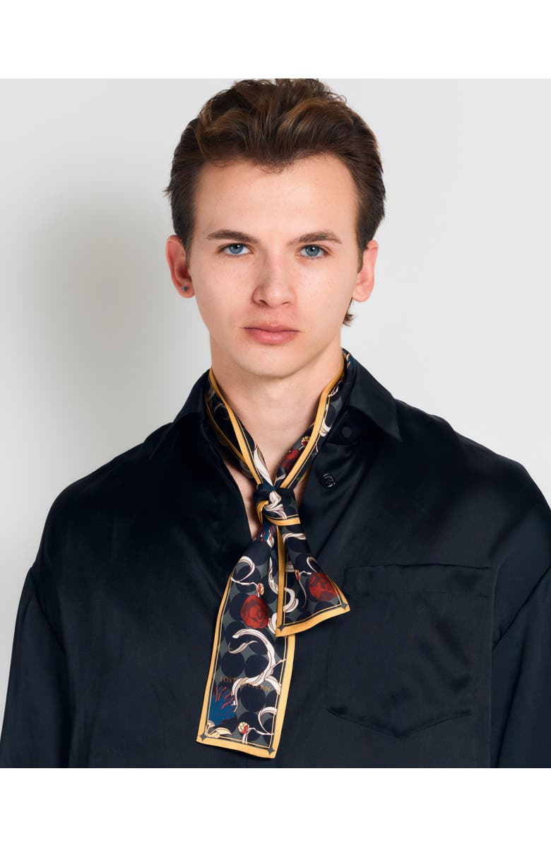 Lost Pattern "Dream Hunter" Silk Skinny Scarf, Alternate, color, Black