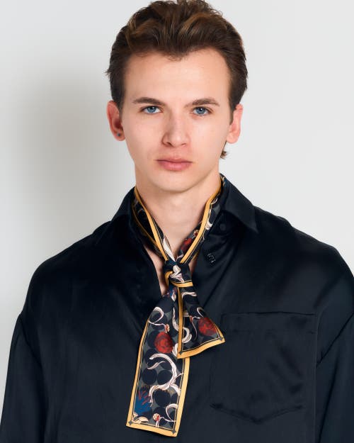 Lost Pattern "dream Hunter" Silk Skinny Scarf In Multi