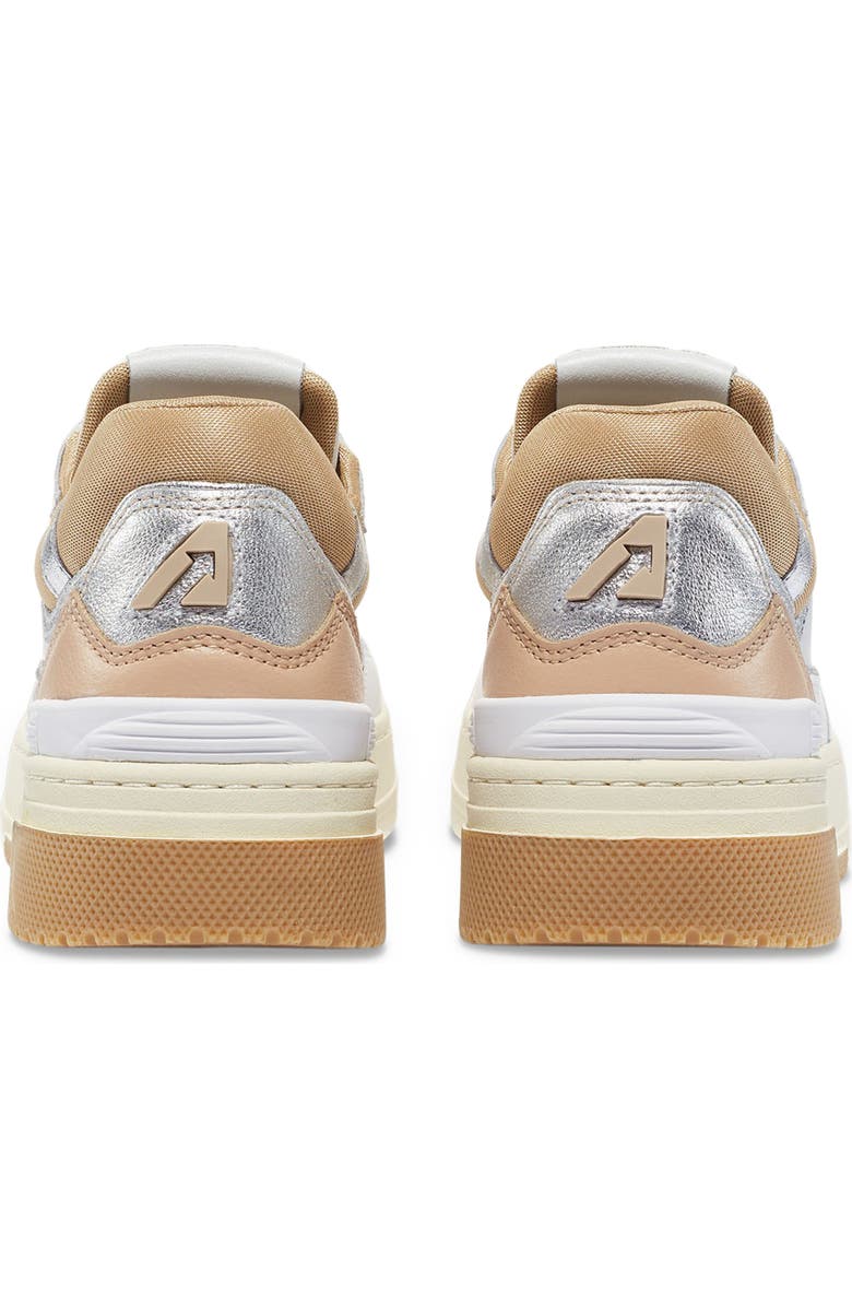 AUTRY CLC Mixed Media Low Top Sneaker, Alternate, color, White/Silver/Ginger