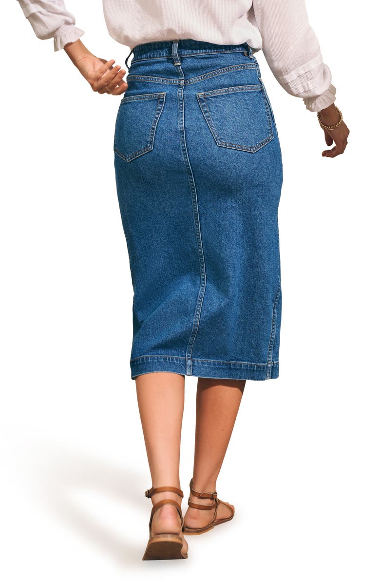 Faherty Button Front Organic Cotton Denim Skirt, Alternate, color, 