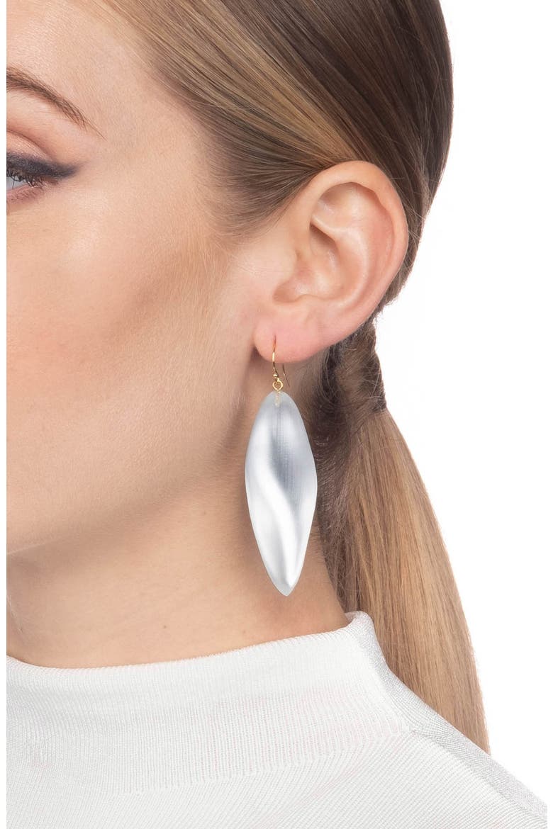 Long Leaf Earrings, Alternate, color, SILVER